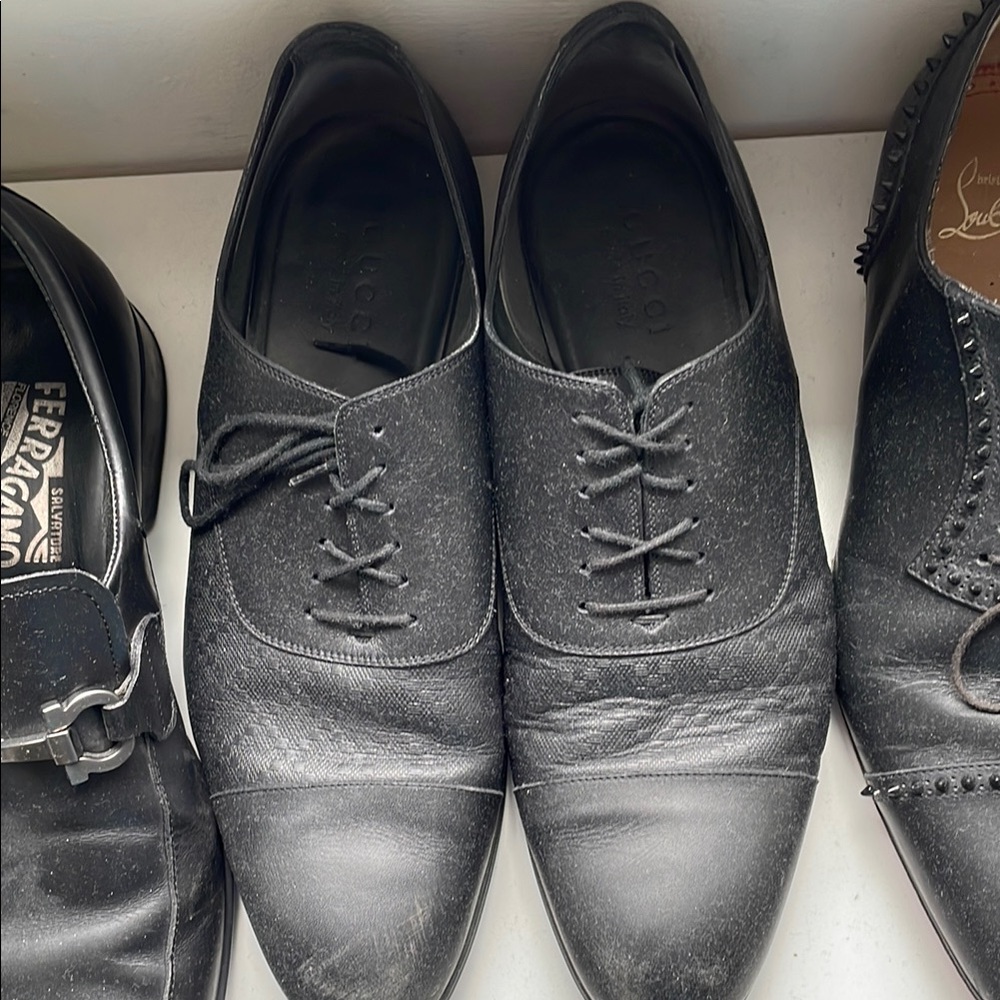 Gucci Black Leather Oxford Shoes Classic Formal Design